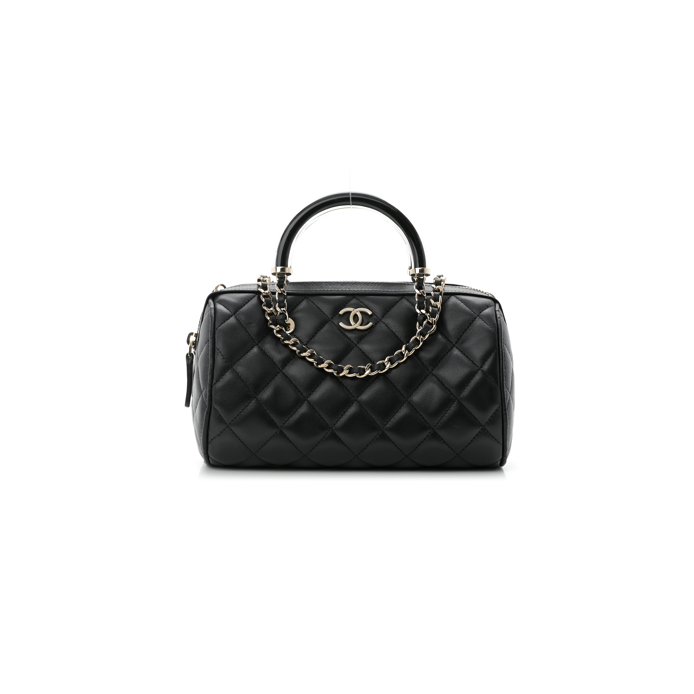 CHANEL MASTER LAMBSKIN QUILTED MINI BOWLING BAG BLACK (18*12*10cm)